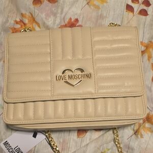 Love Moschino Beige Quilted Shoulder Bag